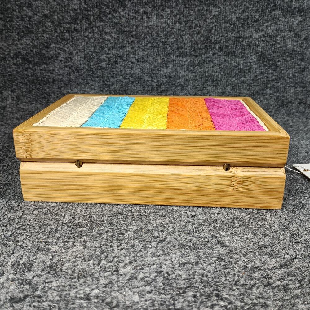 Moda Luxe Box Purse Women Rainbow Wooden Top Handle Crossbody Bag - Picture 5 of 11